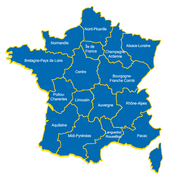 Carte de France des professionnels du Karting