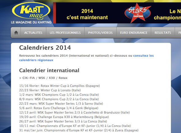 Tous les calendriers 2014 sont en ligne