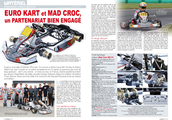 Les châssis Croc et Mach1 à l&rsquo;honneur dans Kart Mag