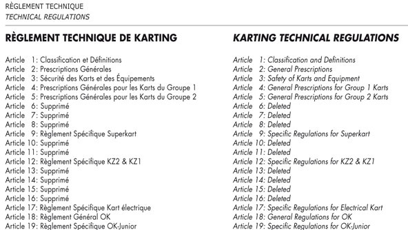 Règlements techniques CIK-FIA à consulter
