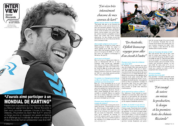 Daniel Ricciardo en interview dans Kart Mag