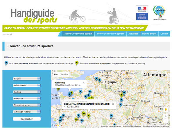 Un web-guide pour le Handisport, dont le Handikart