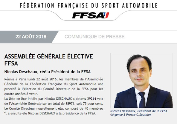 FFSA: Nicolas Deschaux réélu sans surprise