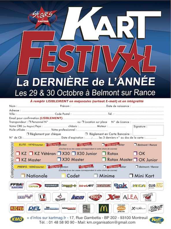 Kart Festival 29-30 octobre-A noter sur vos agendas