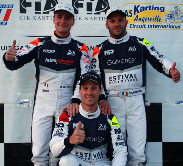 Présent aux 24H du Mans et à Angerville, Romain Jaloux (à gauche) accompagnait les champions Franck Lavergne et Bastien Borget