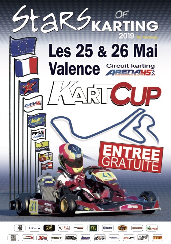 L'affiche de la Kart Cup, avec un petit clin d'oeil à celles des grands championnats internationaux organisés par l'ASK Valence dans les années 90...