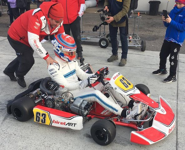 George Russell s’éclate en kart à Lonato, avec Alex Abon