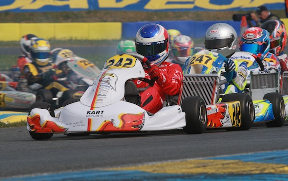 Macéo Capietto en 2019 après sa pole position au Championnat d'Europe OK-Junior à Angerville. Macéo est reparti dans cette catégorie en 2020, en plus de participer au Trophée Académie.