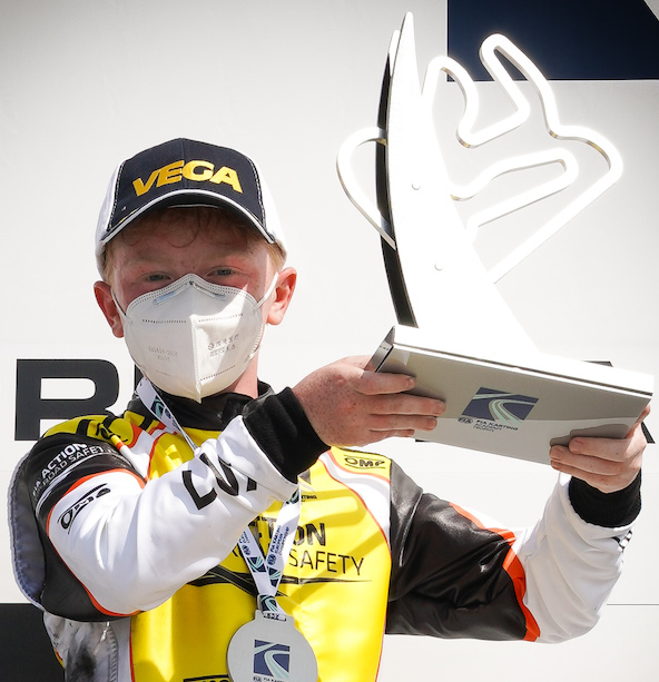 Maxime Furon Castelain, ici sur le podium du Trophée Académie à Adria en 2020 (Photo Furon Castelain-KSP Reportages)