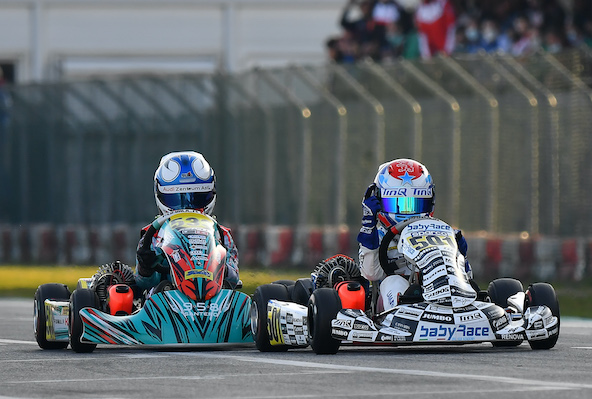 En 60 Mini, le duel TM-IAME ne fait sûrement que commencer. Lammers et IAME ont remporté la première manche, mais Olivieri n’était pas loin avec son Formula K-TM.
