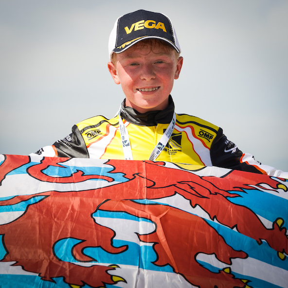Maxime Furon Castelain, fier d'avoir fait briller les couleurs du Luxembourg (Photo FIA Karting / KSP Reportages)