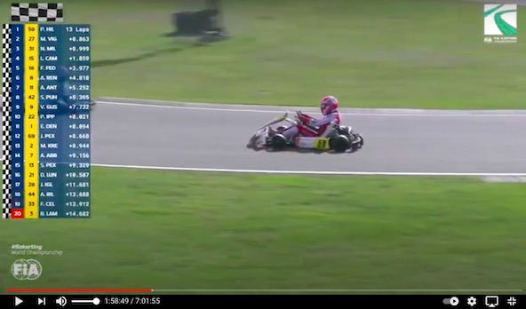 Malheureusement pour Hiltbrand, les images montrent sa jambe se lever pour tenter de remettre le carénage en place. Etonnant qu'un pilote de ce calibre prenne un tel risque avec le nombre de caméras installées sur le circuit !