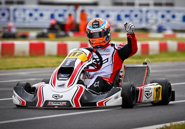 Déjà 2e en FIA Karting à Zuera, Matteo Vigano s'impose ici à Cremona. L'Italien est en forme en ce moment !