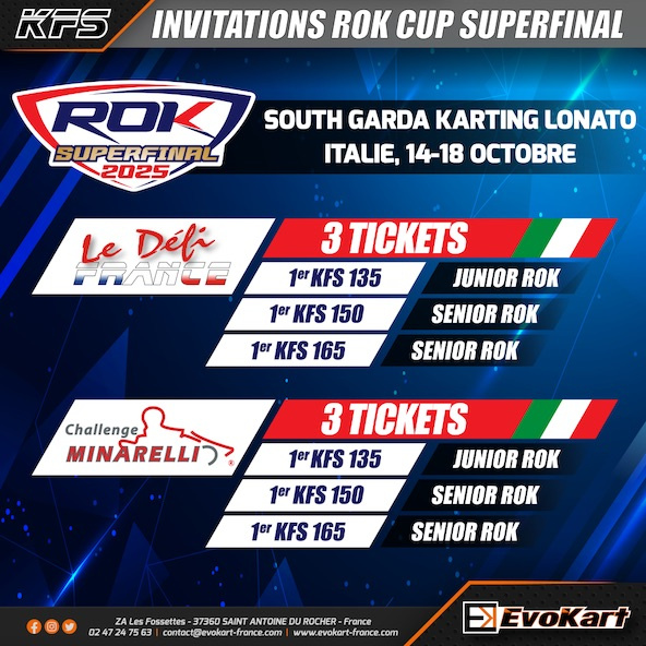 Des tickets pour la Rok Superfinal 2025 à Lonato à décrocher lors du Défi France et du Challenge Minarelli