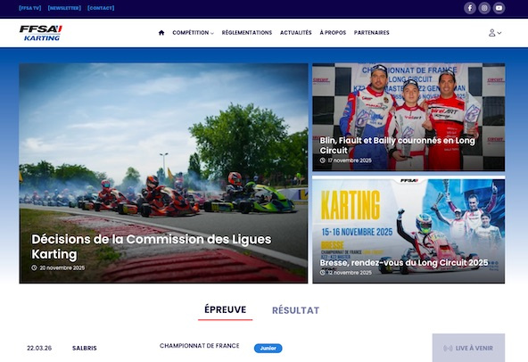 Un nouveau site internet FFSA Karting et les règlements 2026 en ligne