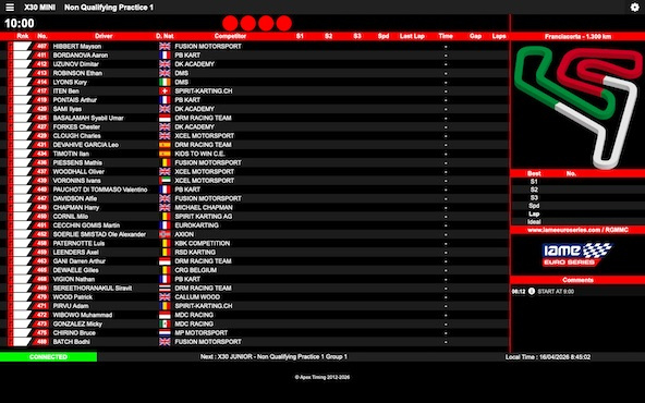 Suivez en live la IAME Euro Series 2026 (2/4) à Franciacorta, Italie