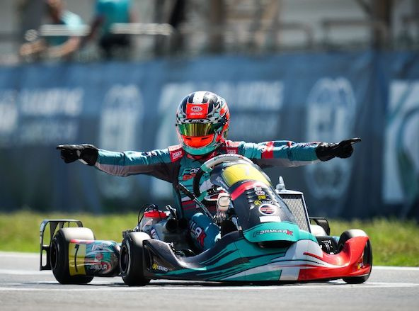 Emilien Denner domine la finale à Sarno devant Mattéo Spirgel (doublé français) et devient Champion d’Europe KZ1 !