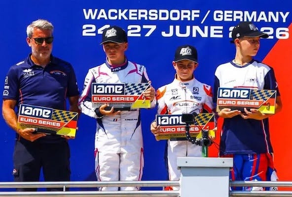 Le point sur la IAME Euro Series 2026 après le podium de Téo Policand en Allemagne et avant le final à Genk des 27-28-29 août, avec les liens du live